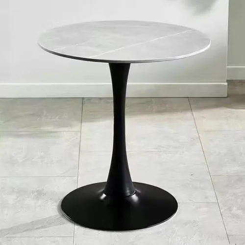 Miniatura 11 de HM&DX Mesa de comedor redonda con parte superior de mármol sintético y base de pedestal, moderna mesa de ocio para bar, mesa auxiliar de espacio