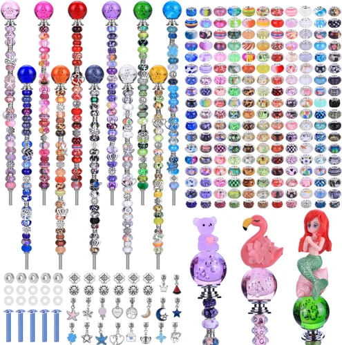 Miniatura 24 de Kit de 158 piezas de varitas de hadas de bricolaje para jardín, múltiples esquemas de color con cuentas europeas, cristales y puntas de diamante