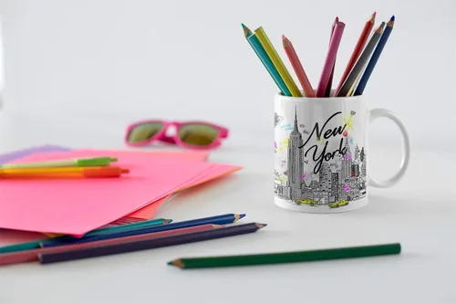 Miniatura 2 de Sweet Gisele Taza inspirada en la ciudad de Nueva York Taza de café de cerámica NYC Skyline del centro de Manhattan Empire State Building
