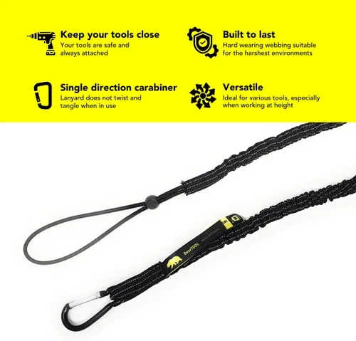 Miniatura 3 de BearTOOLS Cordón para herramientas con mosquetón de resorte estándar y extremo de bucle ajustable, 35.4 in de longitud, límite de peso máximo
