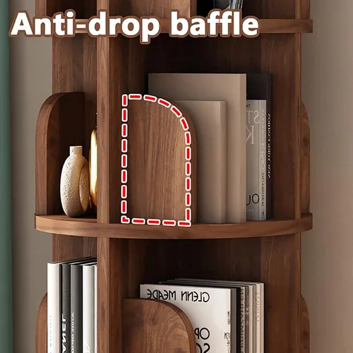 Miniatura 2 de QQXX Estantería giratoria de madera maciza, estantería giratoria redonda de 360 grados, estantería de pie para niños y adultos, estante esquinero