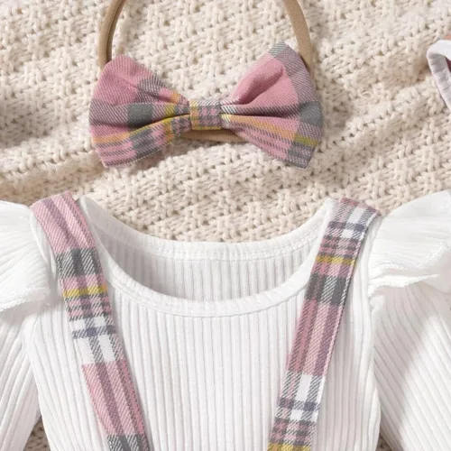 Miniatura 84 de Unutiylo Ropa de bebé recién nacida prematura con tirantes, traje de otoño e invierno, traje de manga larga con volantes