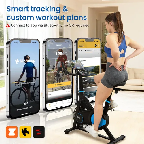 Miniatura 4 de ERGOLIFE Air - Bicicleta estática de resistencia magnética con ventilador exclusivo, aplicación App, 8 resistencias para ciclismo en interiores