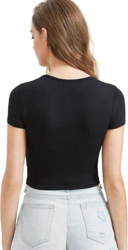 Miniatura 4 de SweatyRocks - Ombliguera básica de manga corta y cuello redondo para mujer.