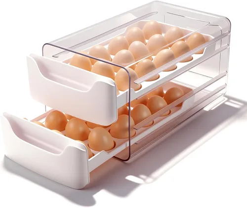 Miniatura 7 de Soporte para huevos para nevera, se adapta a huevos grandes, almacenamiento de 18 huevos para encimera de refrigerador, dispensador de 1 nivel