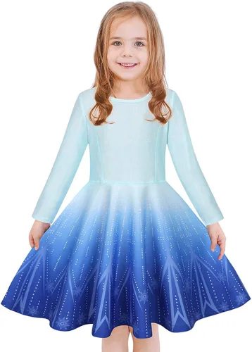 LaBeca - Vestido sin mangas o de manga larga para niñas vestidos casuales con diseño de unicornio o sirena para niñas pequeñas o grandes