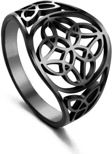Miniatura 25 de TEAMER Anillo de nudo de brujas, amuleto celta de acero inoxidable, joyería vintage para mujer