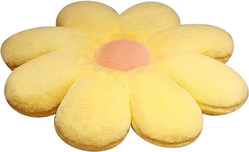 Miniatura 10 de HANDKEI Bonita almohada de felpa con forma de margarita, cojín de suelo de tatami en forma de margarita para sofá de niños, sofá cama, sala de estar