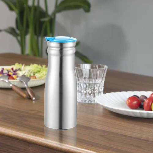Miniatura 2 de Jarra de agua de acero inoxidable de 1 litro con tapa aislada, jarra de café térmica de acero inoxidable de doble pared al vacío, termo para café