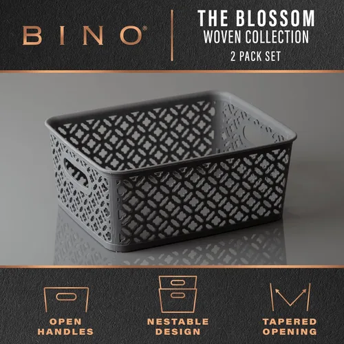 Miniatura 2 de BINO l Cestas de Almacenamiento de Plástico, Medianas - Gris LA COLECCIÓN THE BLOSSOM l Contenedor Multiusos Organizador l Con Manija Integrada l