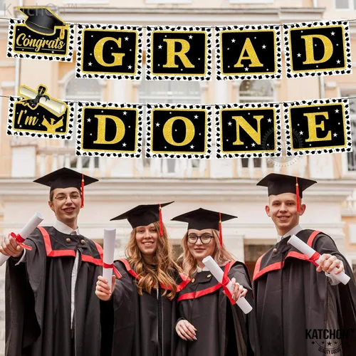 Miniatura 6 de KatchOn, Cartel de puerta de graduación con texto en inglés «Congrats Grad» de 59 pulgadas, sin bricolaje Cartel de puerta de graduación «I'm