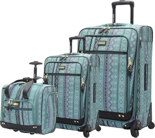 Steve Madden Colección de equipajes de diseñador, 3 piezas Softside expansible ligero, juego de viaje incluye bolsa debajo del asiento, 20 pulgadas