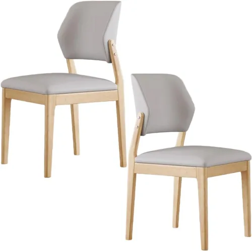YVYKFZD Wooden Dining Chairs Set, Leather Dining Room Chair, Upholstered Kitchen Chairs with Curved Backrest, Armless Living Room Chair, for Bedroom
