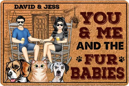 Felpudo personalizado con texto en inglés "You and Me and The Fur Babys", regalo de cumpleaños para esposa, marido, regalo para perro, papá, perro,