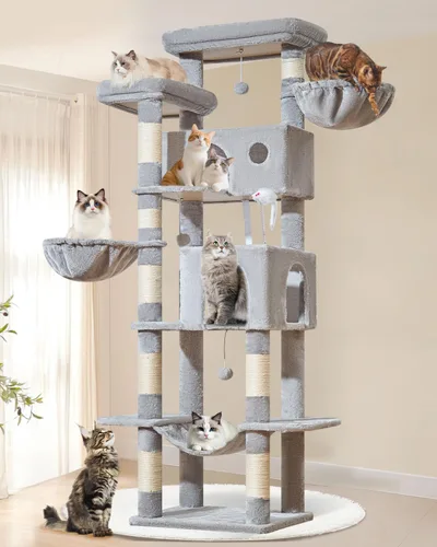 Miniatura 9 de Taoqimiao Torre de árbol para gatos, árbol resistente de 76 pulgadas para gatos de interior, torre grande para gatos adultos con postes rascadores