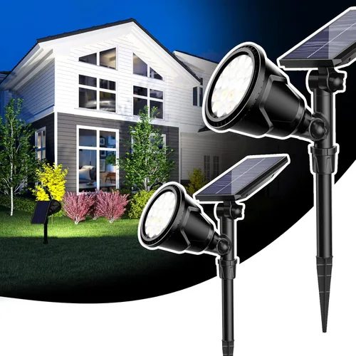 ROSHWEY Focos solares para exteriores, focos de 600 lúmenes, impermeables, iluminación exterior de inundación para entrada, patio, jardín, paisaje,