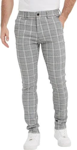 Plaid&Plain Pantalones a cuadros para hombre, pantalones de vestir ajustados para hombre, pantalones chinos ajustados para hombre