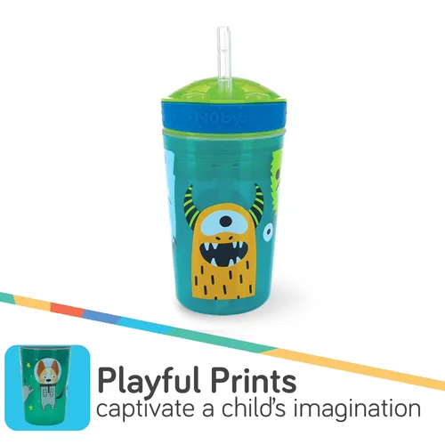 Miniatura 9 de Nuby Tazón de aperitivo todo en uno y taza de popote suave antiderrames, los colores y las impresiones de Snack N' Sip pueden variar. Capacidad