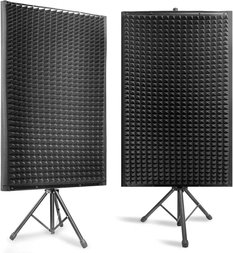 Miniatura 10 de Pyle Panel de aislamiento de micrófono con soporte de trípode de altura ajustable - Pared de amortiguación de sonido de espuma de alta densidad de 2