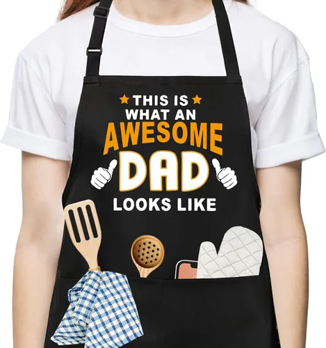 Miniatura 8 de Divertido delantal de cocina para mujeres y hombres, delantal de cocina para hornear con 2 bolsillos, lindo regalo de cumpleaños, Navidad, día