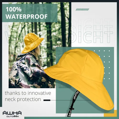 Miniatura 3 de AWHA Souwester, sombrero de lluvia, gorra impermeable con ala ancha y orejeras