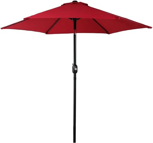 Miniatura 10 de Sunnydaze Sombrilla de patio al aire libre – Paraguas de poliéster para mesa de mercado con botón de inclinación y manivela – 6 varillas resistentes
