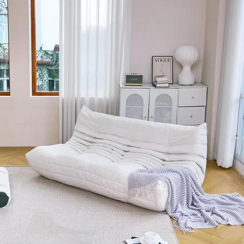 Miniatura 8 de N&V Silla Fireside, sofá de suelo sin brazos de mediados de siglo, silla de microfibra suave de alta calidad, sofá de espuma para sala de estar