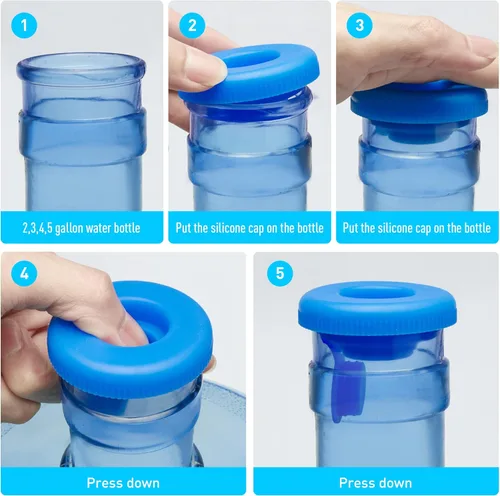 Miniatura 4 de Tapas para jarra de agua de 5 galones de silicona, reemplazables, sellado fuerte, sin derrames, tapa superior de 2.165 in con agujero