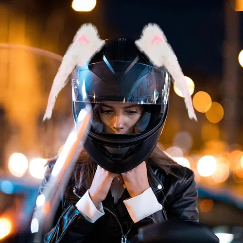 Miniatura 4 de FAVOMOTO 1 Set Helmet Rabbit Ears and Tail Decors Motorbike Helmet Decorative Accessories