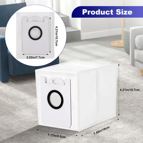 Miniatura 2 de Bolsas de polvo para bObsweep Dustin & Orb-i - Aspiradora robot de auto-vaciado – 3.5L Bolsa de vacío de filtración avanzada – Paquete de 4