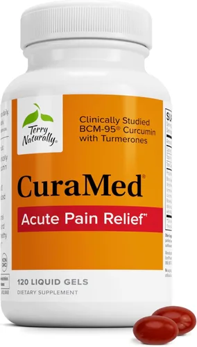 Terry Naturally CuraMed Acute Pain Relief - Suplemento con curcumina BCM-95 y boswellia BOS-10 - Aceite de semilla de sésamo negro para apoyar el
