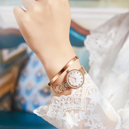 Miniatura 2 de Womens Stainless Steels Watch Bangle Watch and Bracelet Set Fashion Casual Dress Watches,Roman Numerals Quartz Ladies Rose Gold Wrist Watch