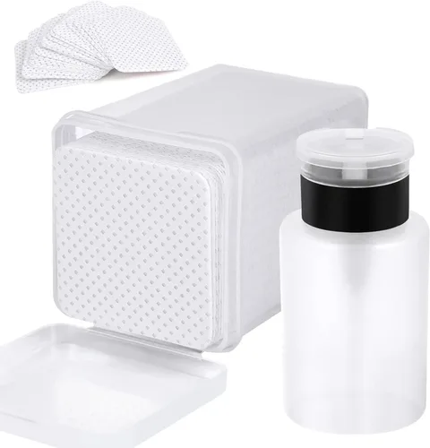 Miniatura 9 de 400 Almohadillas de Algodón para Uñas, 1 Botella Dispensadora con Bomba Desplegable, Toallitas Súper Absorbentes y Suaves de Tela No Tejida