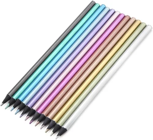 AUNMAS 12 lápices de colores para libros de colorear para adultos, juego de lápices de madera preafilados, lápices de colores suaves, suministros de