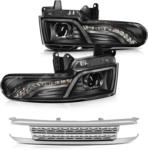 Reemplazo de montaje de faros delanteros LED DRL reflectante para Toyota FJ Cruiser 2007-2014, carcasa negra, reflector transparente, lente lente