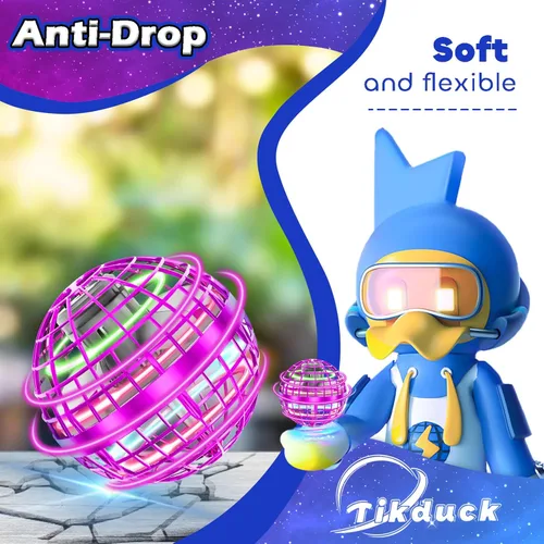 Miniatura 5 de Tikduck - Juguetes de bola de orbe volador 2025 con forma de globo cósmico, mini dron con control manual, boomerang giratorio que vuela y flota, Rosa