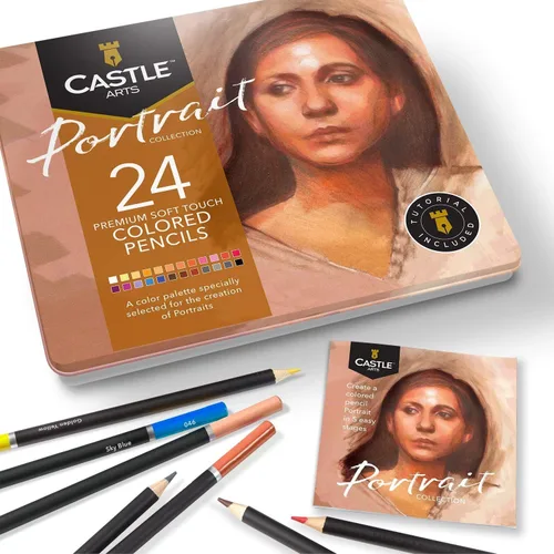 Miniatura 12 de Castle Art Supplies 24 lápices de colores de paisaje marino para artistas adultos Ideal para bocetos, colorear y dibujar con núcleos de calidad
