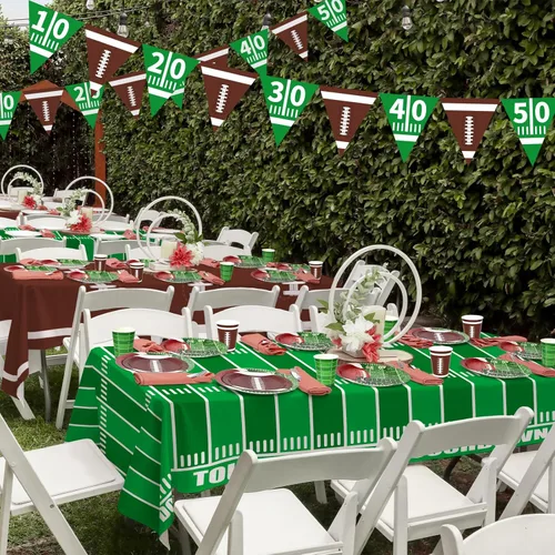 Miniatura 4 de Gatherfun Decoraciones de Fiesta de Fútbol Americano Mantel Desechable de Plástico Cubierta de Mesa Touchdown para Decoración de Cumpleaños Fiesta