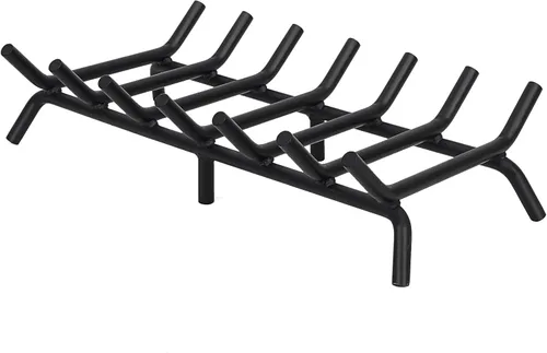 Miniatura 11 de Rejilla de chimenea de 14 pulgadas resistente – Soporte para troncos de chimenea Rejilla de hierro fundido Estante para estufa de leña Bandeja
