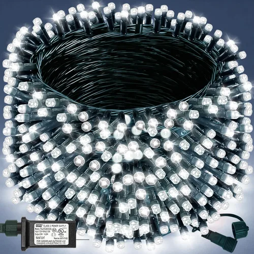 Miniatura 8 de Decute - Tira de luces de Navidad, impermeable, 300 LED, 105 pies, certificado UL con enchufe de extremo a extremo, 8 modos, guirnalda de luces