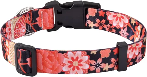 Miniatura 19 de Mihqy - Collar de perro, patrones geométricos florales, tribales, bohemios, collar de estilo étnico, suave y ajustable, para perros pequeños, Pink