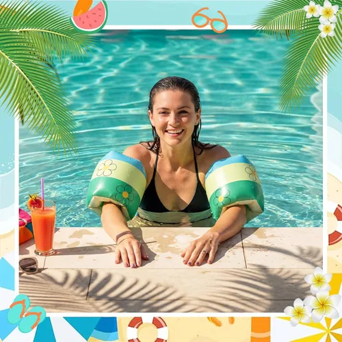 Miniatura 6 de JellyArch Flotadores inflables de PVC, 2 unidades, bandas de brazo inflables de PVC, flotadores de piscina, flotadores de natación para adultos