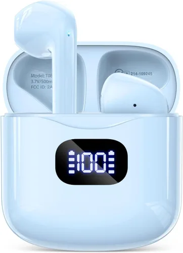 Miniatura 10 de KTGEE Auriculares inalámbricos Bluetooth 5.3, reproducción de 40 horas, auriculares estéreo con pantalla LED, estuche de carga IPX7, auriculares