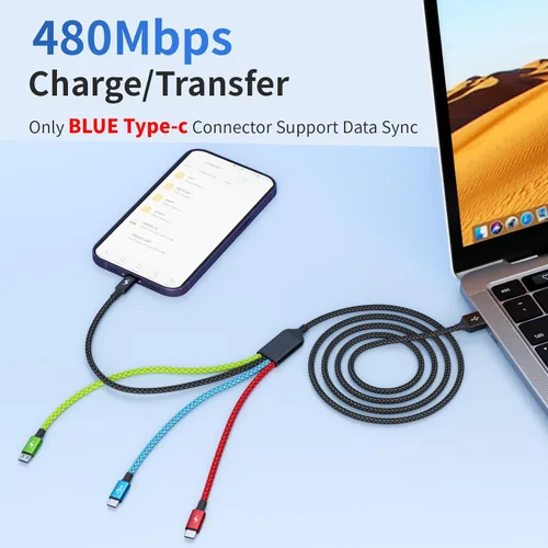 Miniatura 4 de Travel Essentials - Cable de carga múltiple [2 unidades de 5 pies], accesorios de automóvil, cables de carga 4 en 1, cable USB, cargador de teléfono