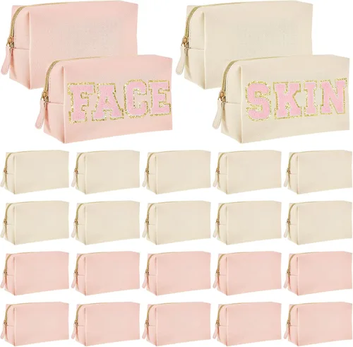 Miniatura 8 de 24 bolsas de maquillaje a granel de piel sintética para cosméticos, bolsa de maquillaje, bolsa de cosméticos lisa, bolsas de aseo impermeables