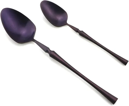 Miniatura 4 de JASHII Juego de cubiertos de lujo de 20 piezas, color morado, para 4 cuberterías, acero inoxidable 304, incluye cuchillo de cena, tenedor, cuchara