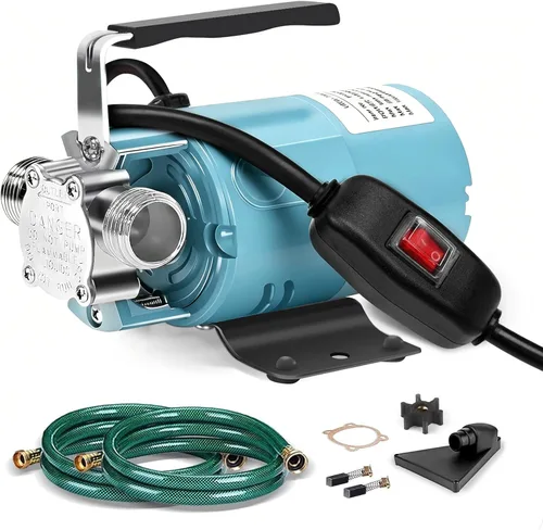 Miniatura 8 de FIDISP Bomba de agua de 12 voltios, bomba de transferencia portátil, flujo más grande de 330 GPH, bomba eléctrica de 1/10 HP con interruptor