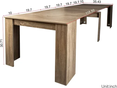 Miniatura 2 de SSLine Mesa de comedor rectangular extensible de 35 a 118 pulgadas, mesa de reuniones de conferencias súper larga para 6, 8, 12 personas, mesas