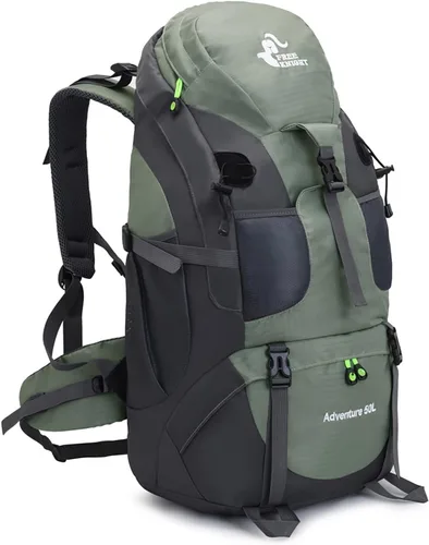 Bseash 50L Mochila de senderismo, mochila impermeable ligera para deportes al aire libre, bolsa de viaje para camping, escalada, esquí, ciclismo,