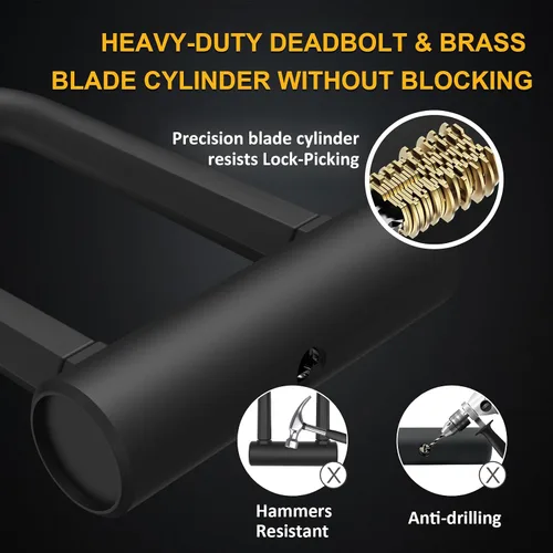 Miniatura 3 de Bloqueo en U para bicicleta de alta resistencia, grillete de 0.630 in y cable de seguridad de 4 pies/6 pies de longitud con soporte de montaje Small